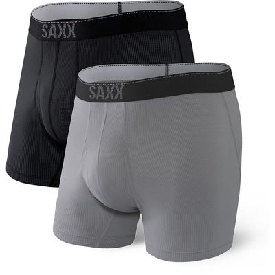 SAXX Quest Boxer Brief Fly (2 Pack) - Black-Dark Charcoal II - M, Black-Dark Charcoal II